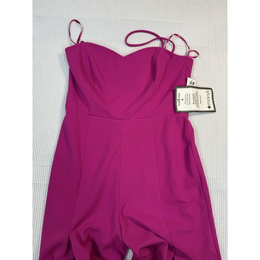 Bebe Pink Jumpsuit Womens Medium Wide Leg Spaghetti Strap Fuchsia NWT Read - Picture 12 of 16